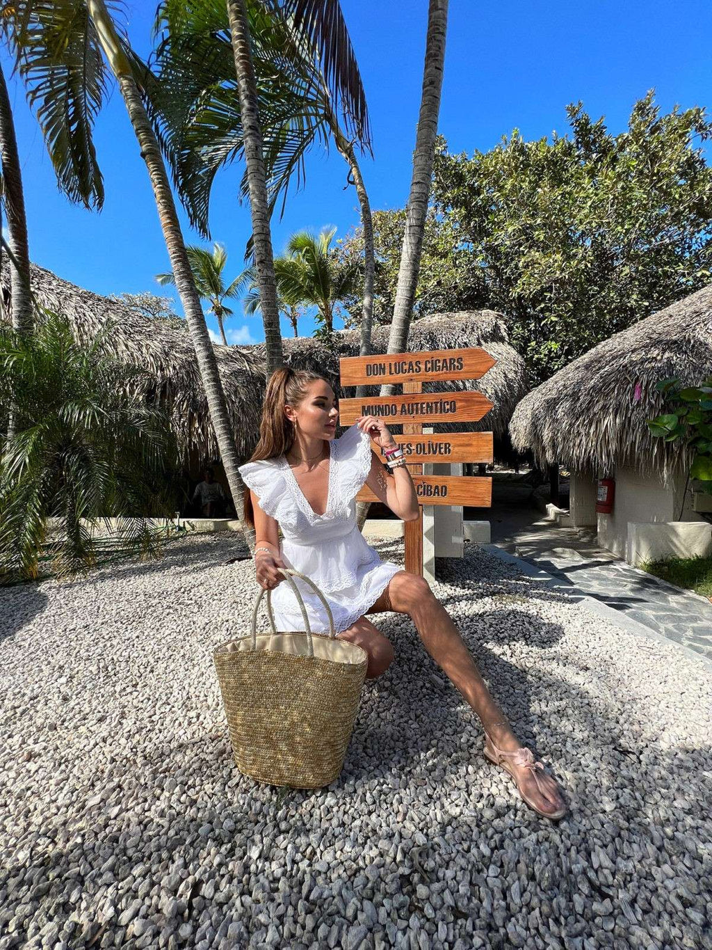 Ruffled White Mini Dress-5